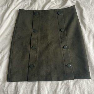 Suede Olive Green Mini Skirt - Like New Condition - Petite Small